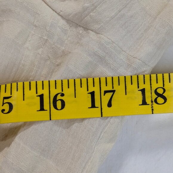 NEW Express Top Womens XS Beige Peasant Seersucker Rouched Smocked Boho Peplum - Picture 7 of 13